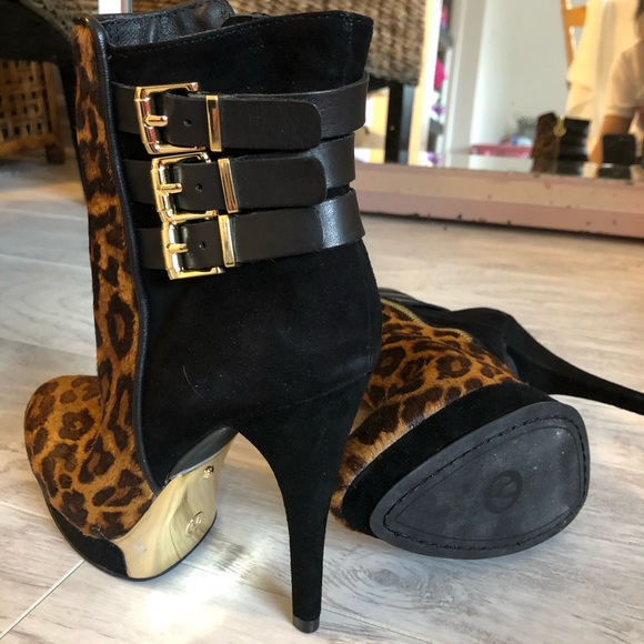 Wishbone Leopard Pony/Kid Suede Booties - Picture 3 of 8